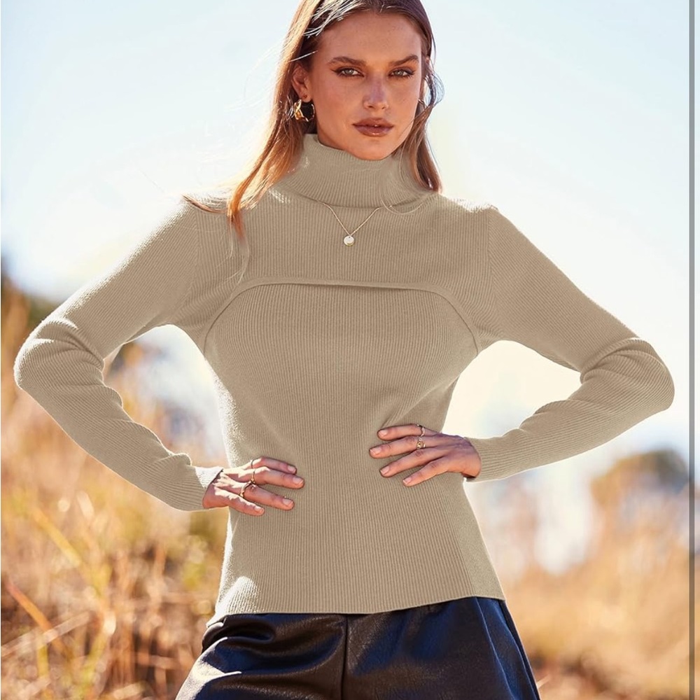 PRETTYGARDEN Women's Turtleneck Pullover Sweaters Long Sleeve Cable Knit Fitted